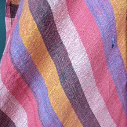 1970s Pink Stripe Indian Cotton Wrap Skirt | M