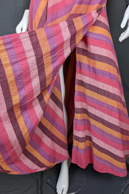 1970s Pink Stripe Indian Cotton Wrap Skirt | M
