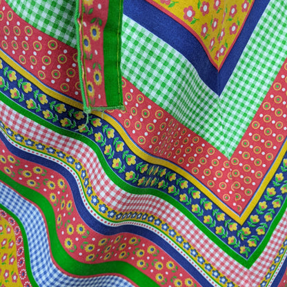 1970s Reversible Lime Green Chevron Wrap Skirt | M