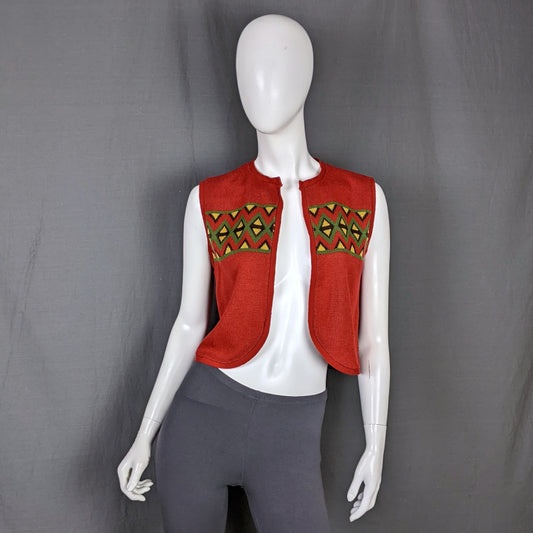 1960s Rust Cropped Vintage Knit Waistcoat Gay Girl