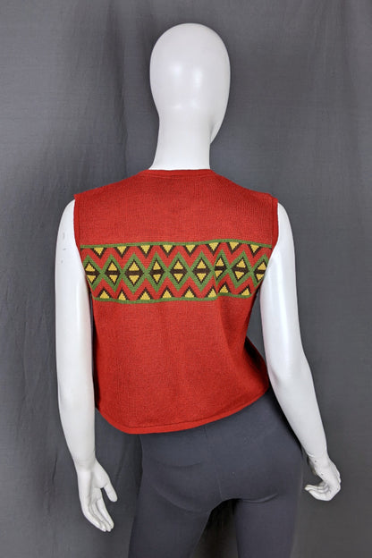 1960s Rust Cropped Knit Waistcoat | Gay Girl | S