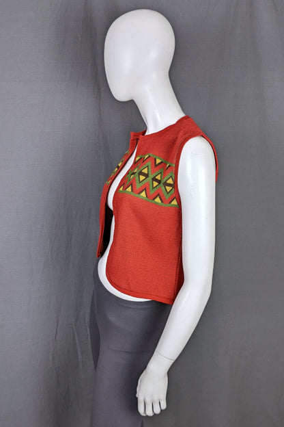 1960s Rust Cropped Knit Waistcoat | Gay Girl | S