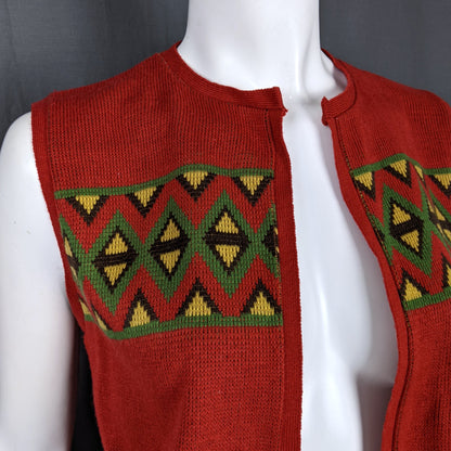 1960s Rust Cropped Knit Waistcoat | Gay Girl | S