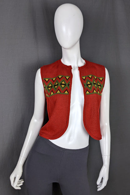 1960s Rust Cropped Knit Waistcoat | Gay Girl | S