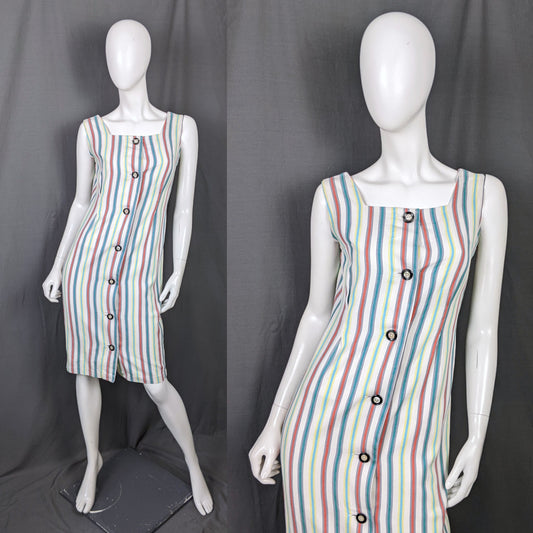 1960s White Striped Summer Vintage Dress