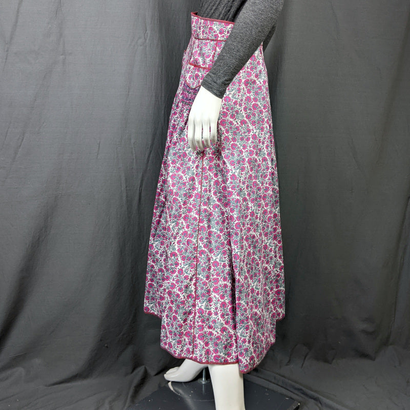 1980s Pink Floral Smocking Skirt | Anna Belinda | S