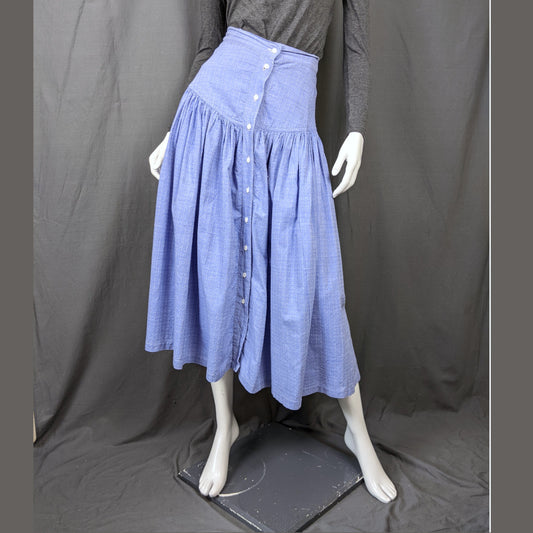 1980s Chambray Blue Spotty Vintage Skirt | Monsoon