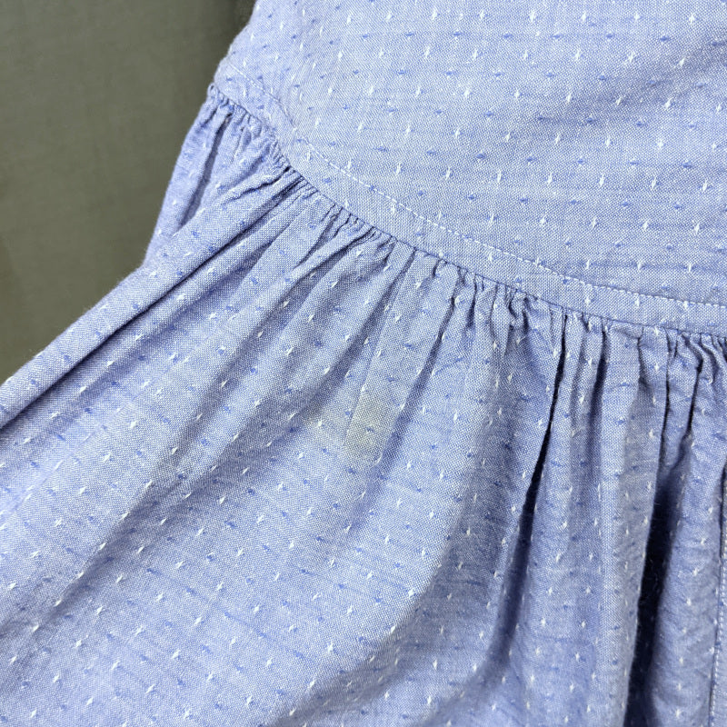 1980s Chambray Blue Spotty Skirt | Monsoon | XS