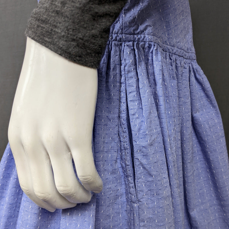 1980s Chambray Blue Spotty Skirt | Monsoon | XS