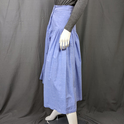 1980s Chambray Blue Spotty Skirt | Monsoon | XS