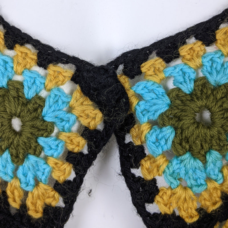 1960s Black & Blue Crochet Waistcoat | S