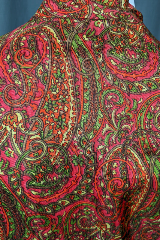 1960s Green & Red Paisley Wrap Front Top | Bernella | M