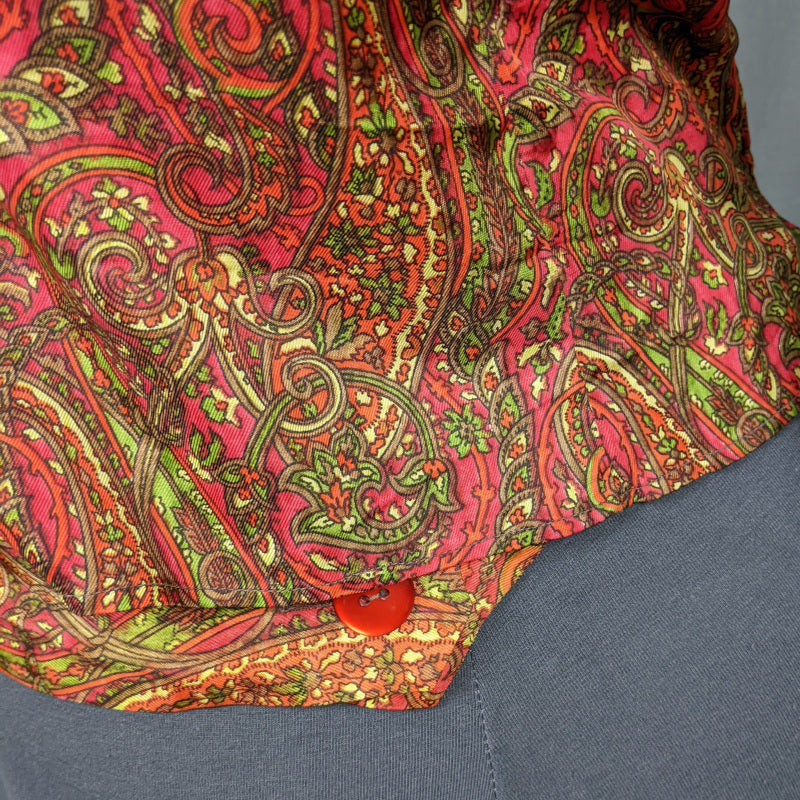 1960s Green & Red Paisley Wrap Front Top | Bernella | M