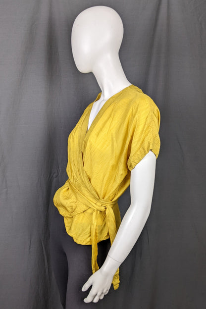 1970s Golden Yellow Wrap Front Top | M