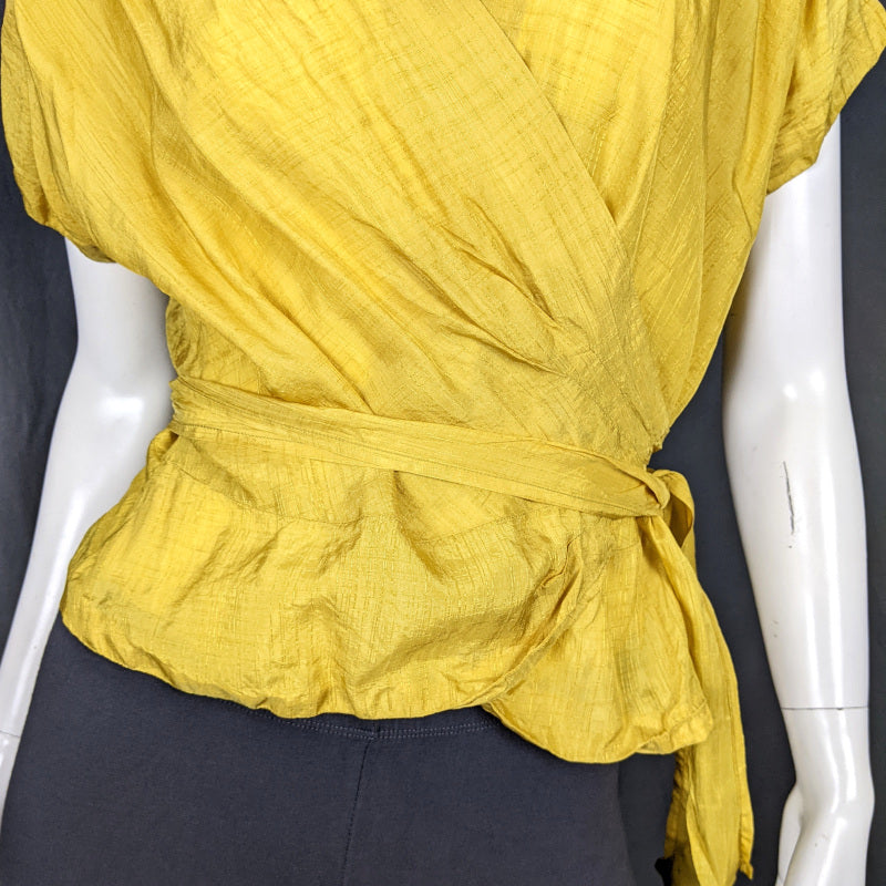 1970s Golden Yellow Wrap Front Top | M