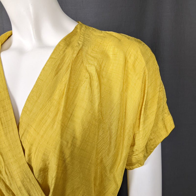 1970s Golden Yellow Wrap Front Top | M