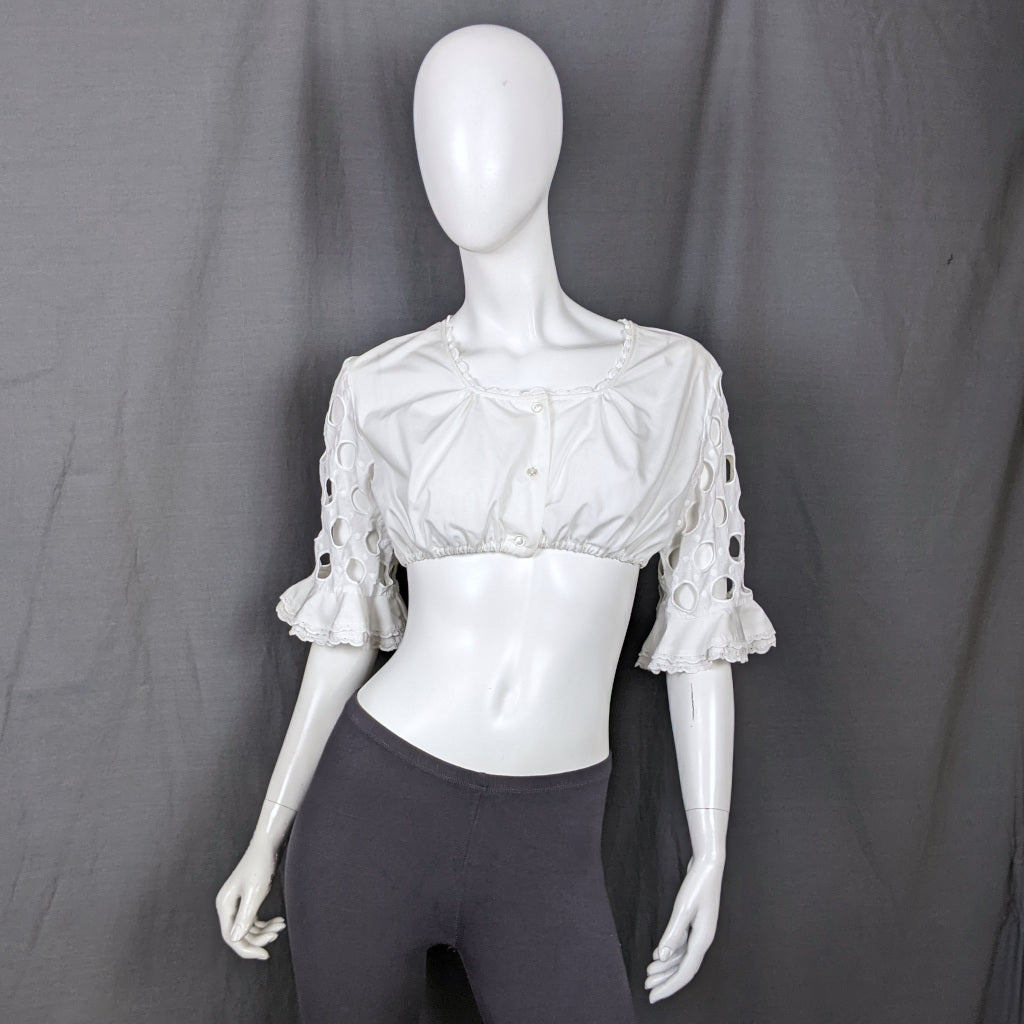 1960s White Broderie Anglaise Austrian Cropped Vintage Blouse