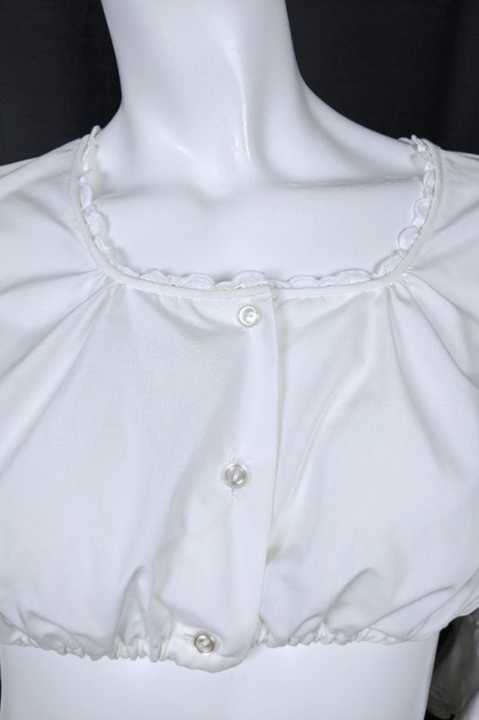 1960s White Broderie Anglaise Austrian Cropped Blouse | S