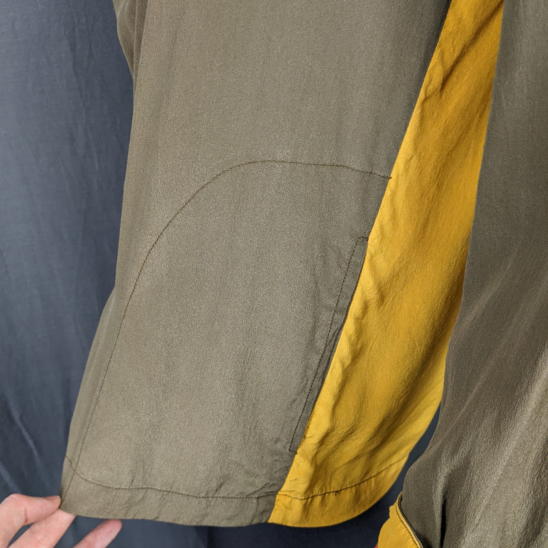 1980s Brown & Yellow Silk Shirt | Dana | M