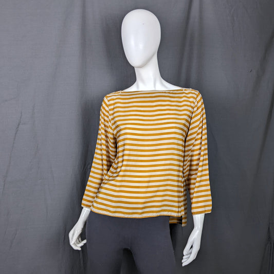 1980s Mustard Striped Silk Top 
 vintage Max Mara