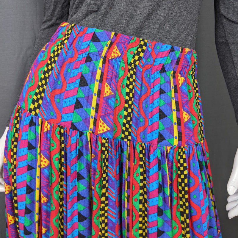 1980s Rave Print Jersey Skirt | Ken Done | L