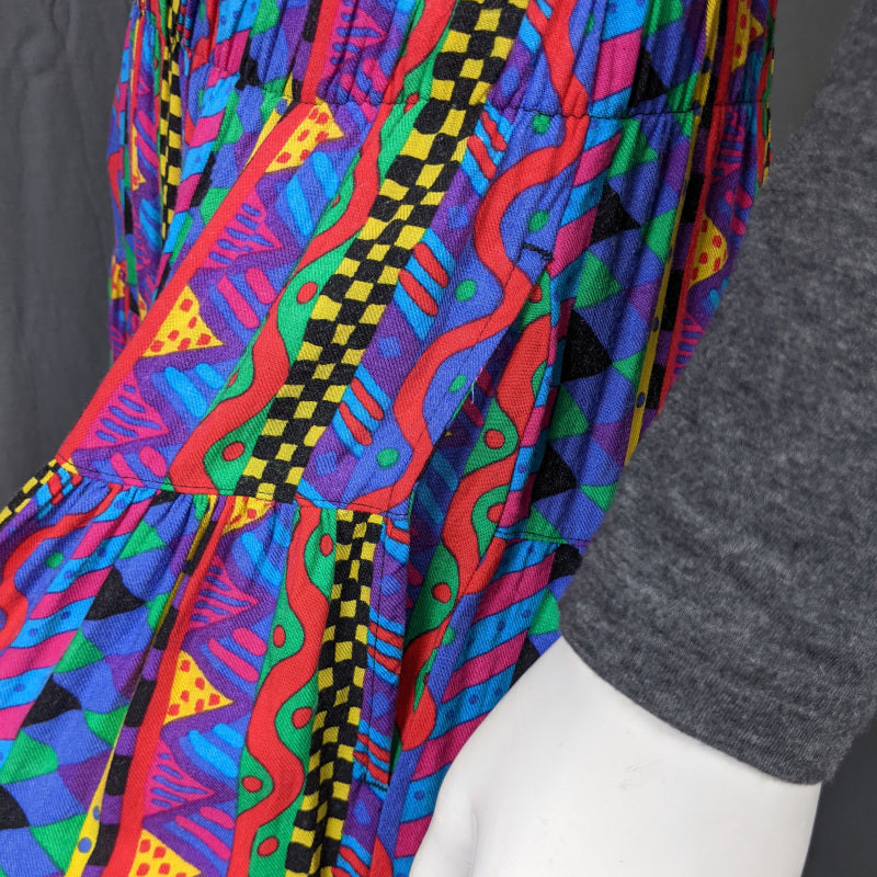 1980s Rave Print Jersey Skirt | Ken Done | L