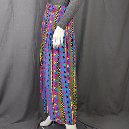 1980s Rave Print Jersey Skirt | Ken Done | L