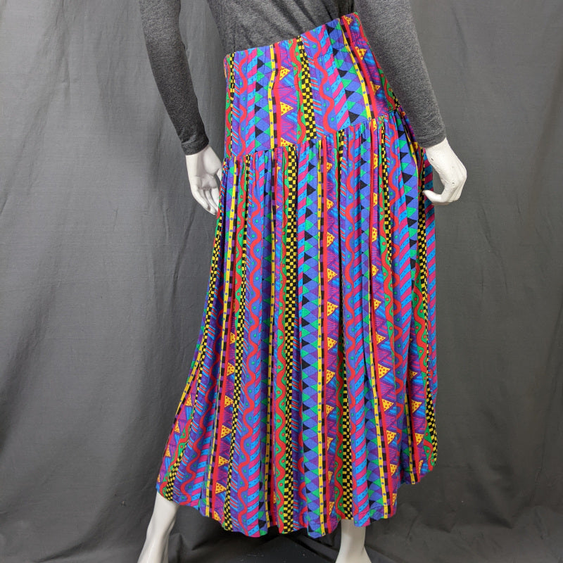 1980s Rave Print Jersey Skirt | Ken Done | L