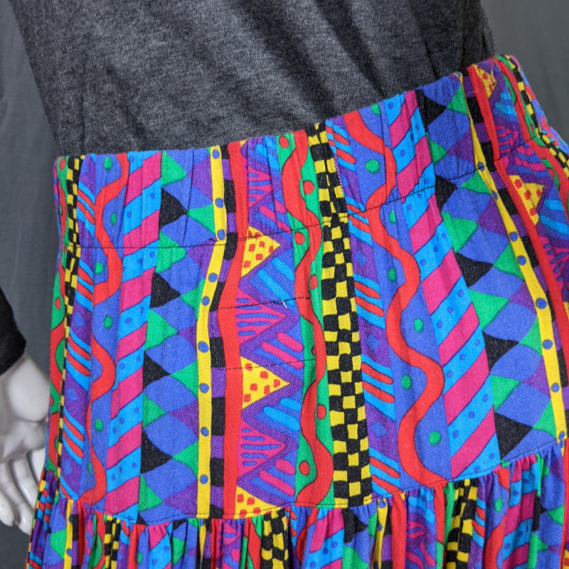 1980s Rave Print Jersey Skirt | Ken Done | L