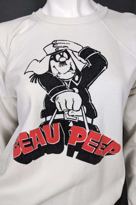 1970s Rare 'Beau Peep' Cartoon White Sweatshirt | M