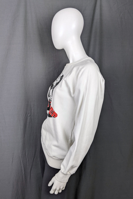 1970s Rare 'Beau Peep' Cartoon White Sweatshirt | M