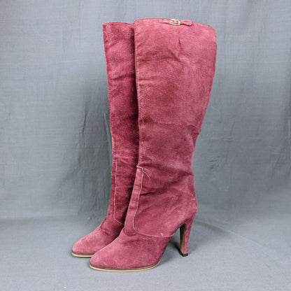 1970s Dusky Pink Suede Heeled Boots | Russell & Bromley | UK 6