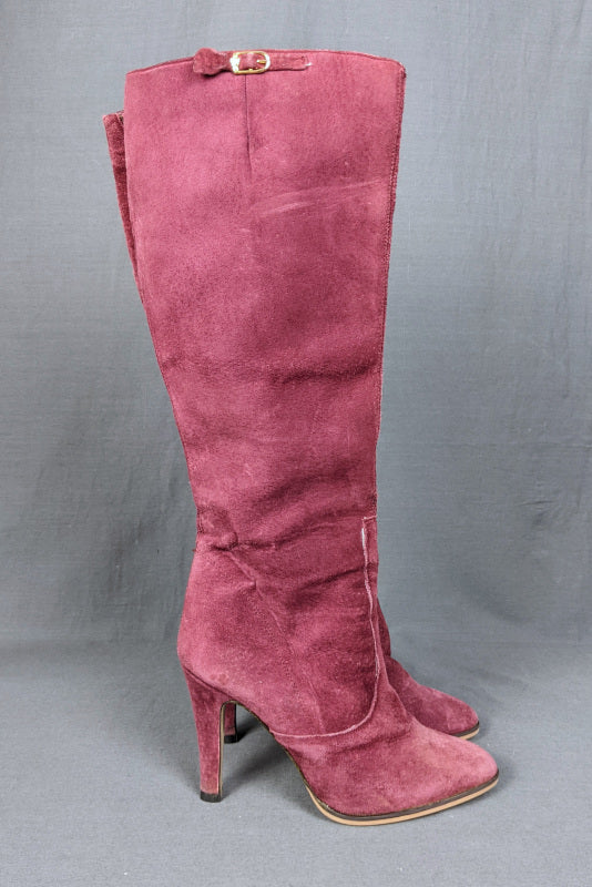 1970s Dusky Pink Suede Heeled Boots | Russell & Bromley | UK 6