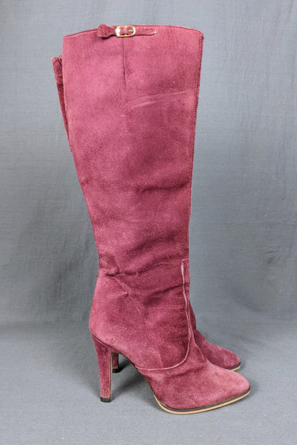 1970s Dusky Pink Suede Heeled Boots | Russell & Bromley | UK 6
