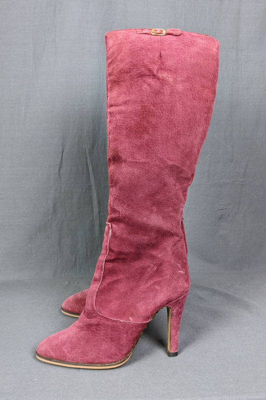 1970s Dusky Pink Suede Heeled Boots | Russell & Bromley | UK 6