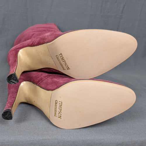 1970s Dusky Pink Suede Heeled Boots | Russell & Bromley | UK 6
