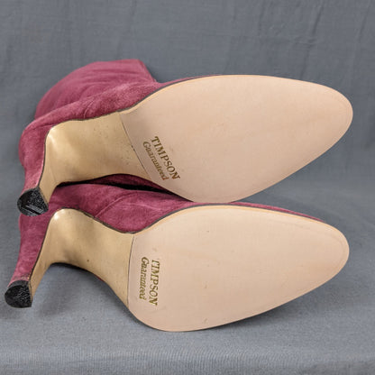 1970s Dusky Pink Suede Heeled Boots | Russell & Bromley | UK 6