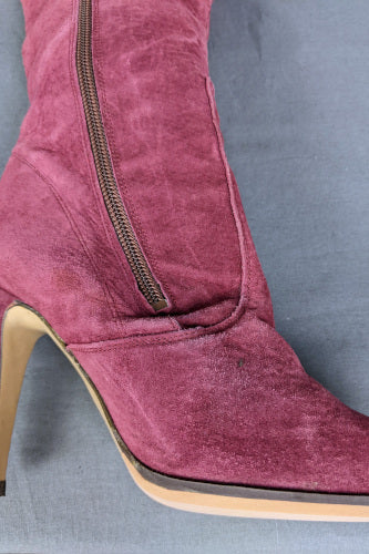 1970s Dusky Pink Suede Heeled Boots | Russell & Bromley | UK 6