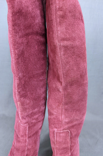 1970s Dusky Pink Suede Heeled Boots | Russell & Bromley | UK 6