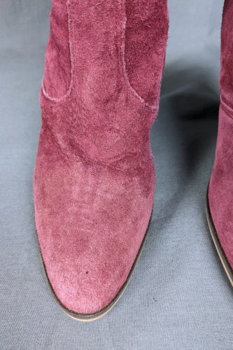1970s Dusky Pink Suede Heeled Boots | Russell & Bromley | UK 6