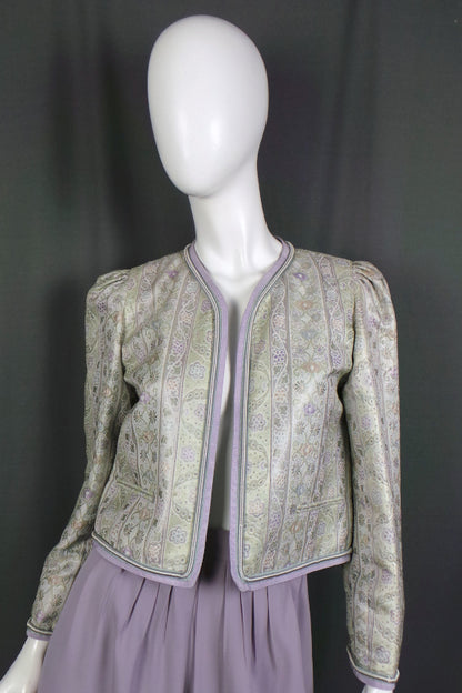 1980s Green and Lilac Skirt and Jacket | J.Tiktiner | S