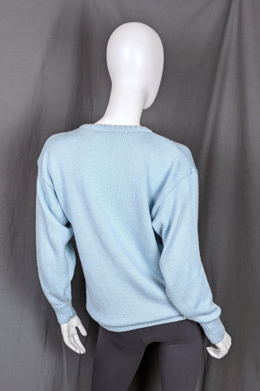 1980s Light Blue Beaded 'Teddy Bear' Jumper | 2XL