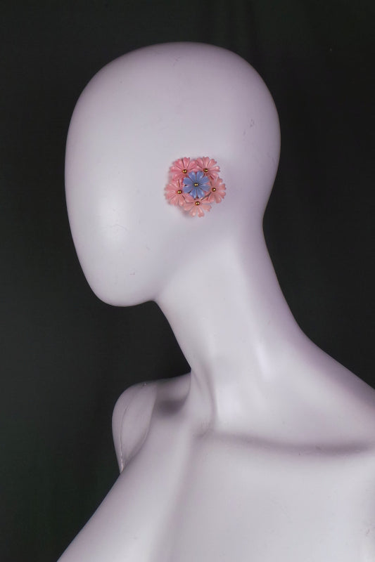 1950s Large Interchangeable Flower Posey Clip On Earrings