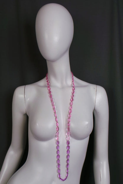 1980s Bright Coloured Clear Long Bead Necklace