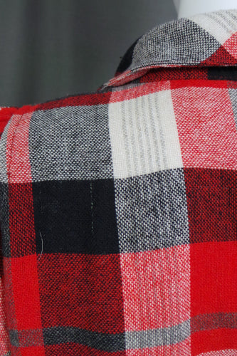 1980s Red and Black Checked Wool Dress | M