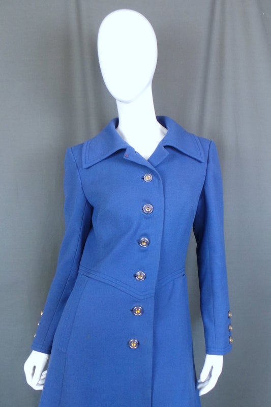 1960s Periwinkle Smart Dress Coat, by Susan Small, 38in Bust