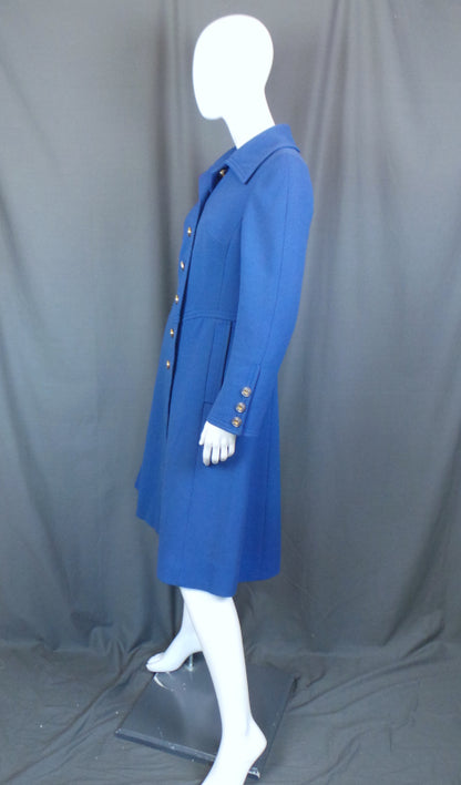1960s Periwinkle Smart Dress Coat, by Susan Small, 38in Bust