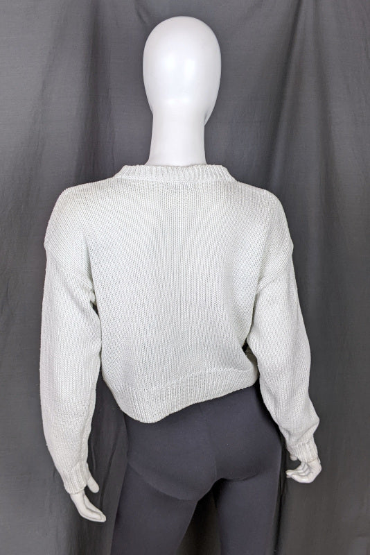 1990s White Cropped Horse & Butterfly Jumper | XL