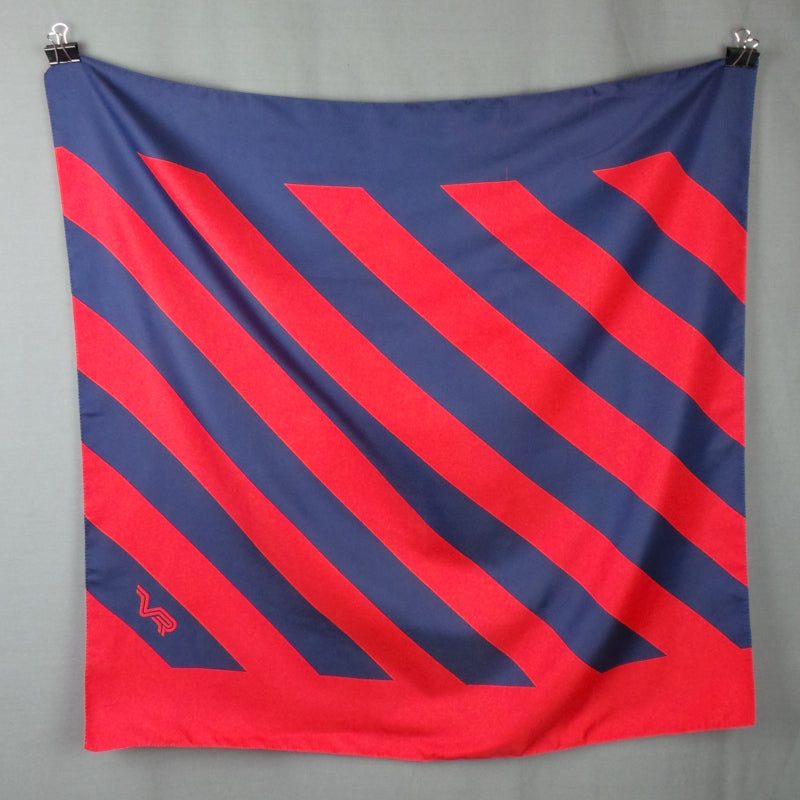 1980s Red and Navy Blue Striped Large Vintage Scarf