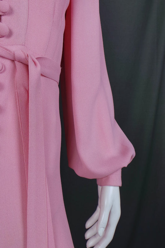 1970s Ossie Clark Pink Moss Crepe Dress | Radley | S